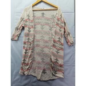 Blu Planet Open Front Tribal Knit Cardigan Medium